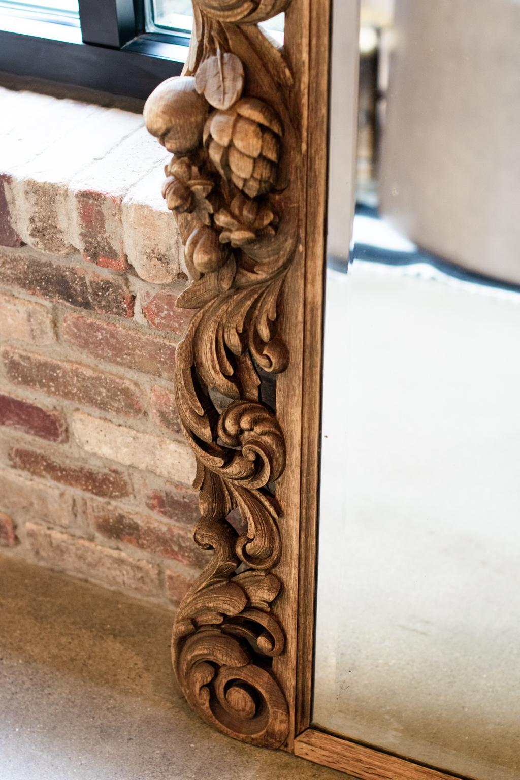 19th Century Carved Oak Mirror, France, 1880