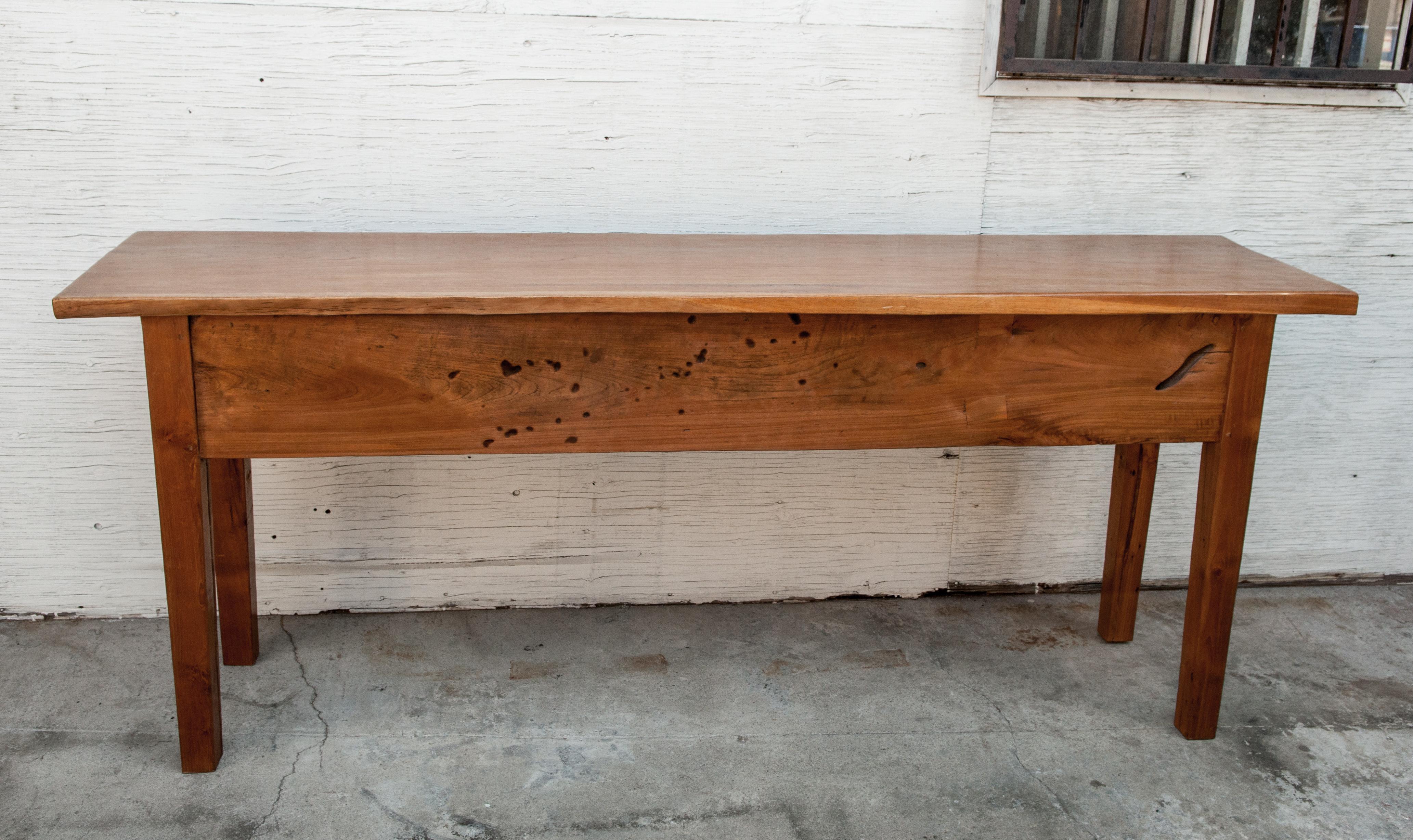 Console Table with Old Sumatran House Carving, Single Plank Teak Top, 1990s 8