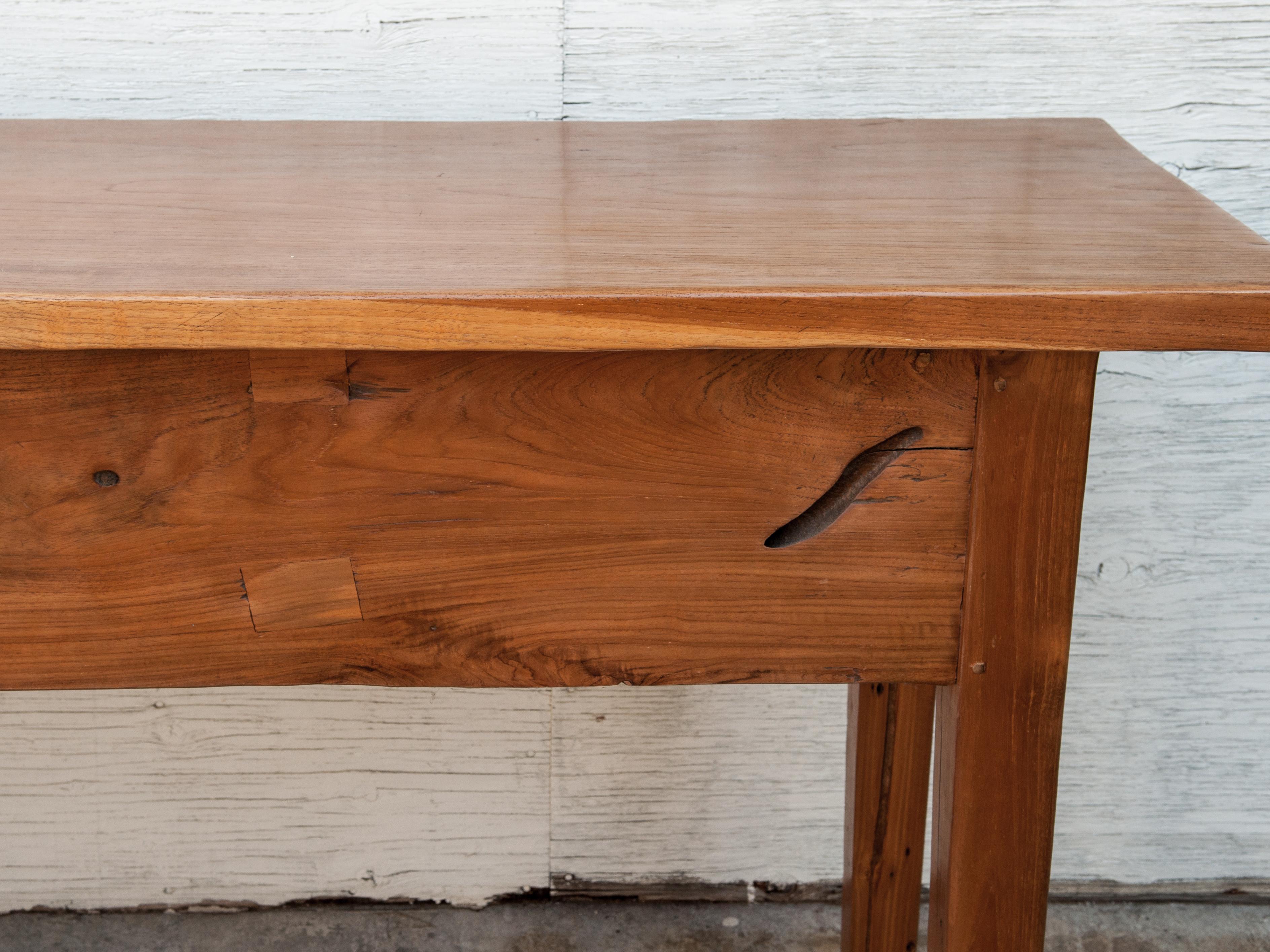 Console Table with Old Sumatran House Carving, Single Plank Teak Top, 1990s 9