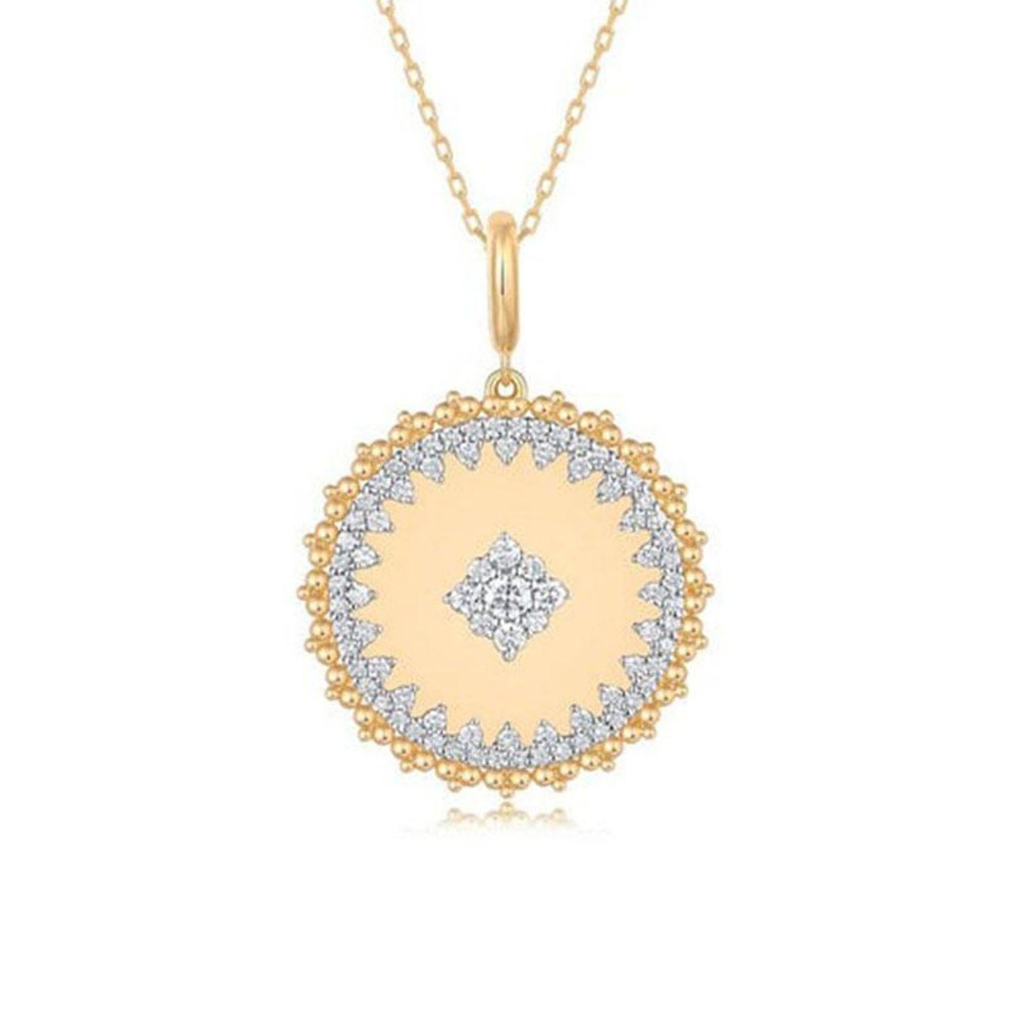 81 Collana con ciondolo in oro giallo 14K con diamante rotondo di movimento