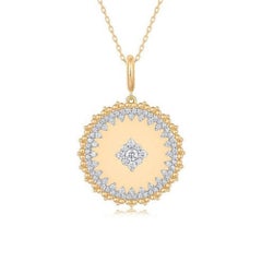 81 Collier pendentif en or jaune 14K à diamants de mouvement ronds