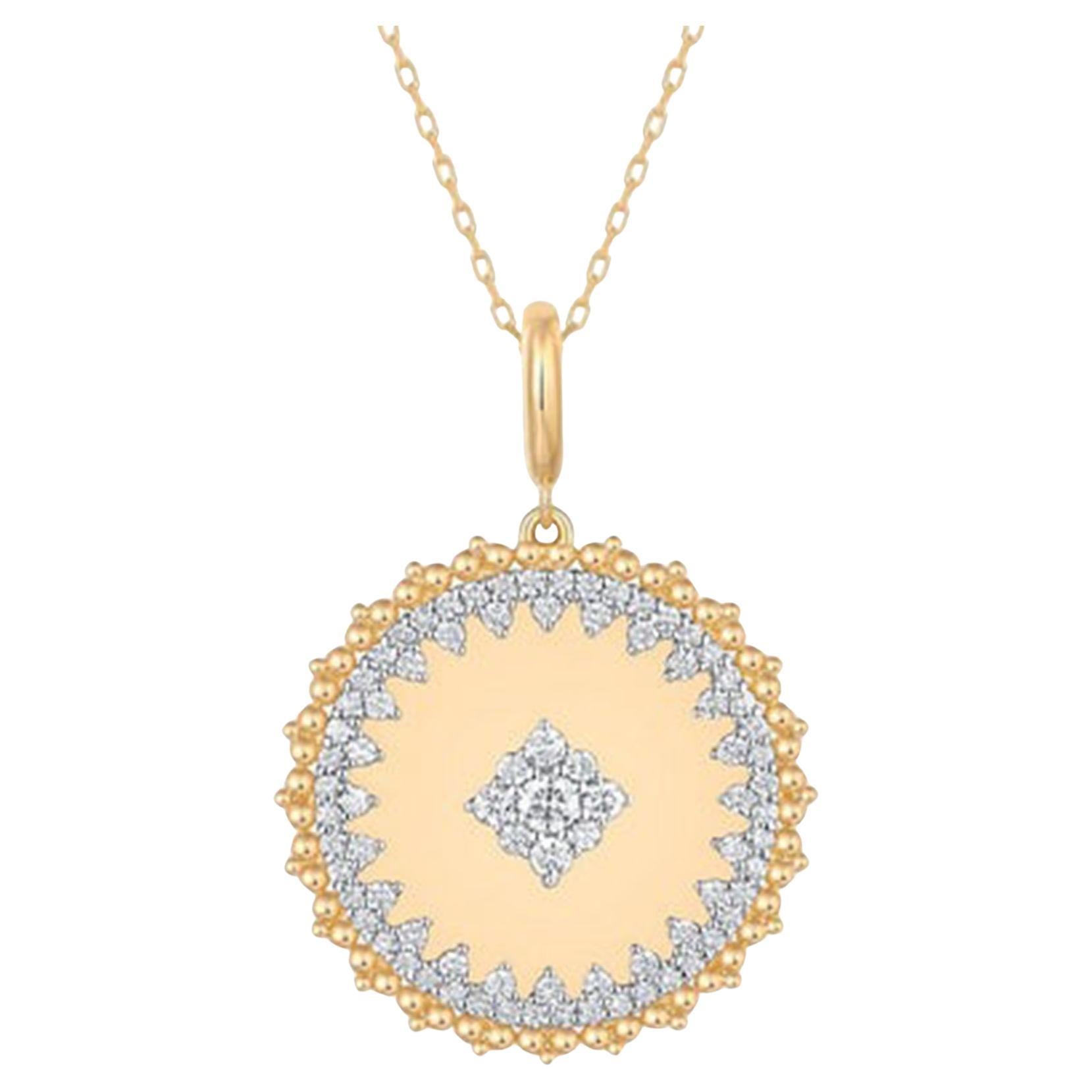 81 Diamant à mouvement rond Collier pendentif en or jaune 14K (ou 18k sur demande) en vente