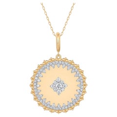 81 Diamant à mouvement rond Collier pendentif en or jaune 14K (ou 18k sur demande)