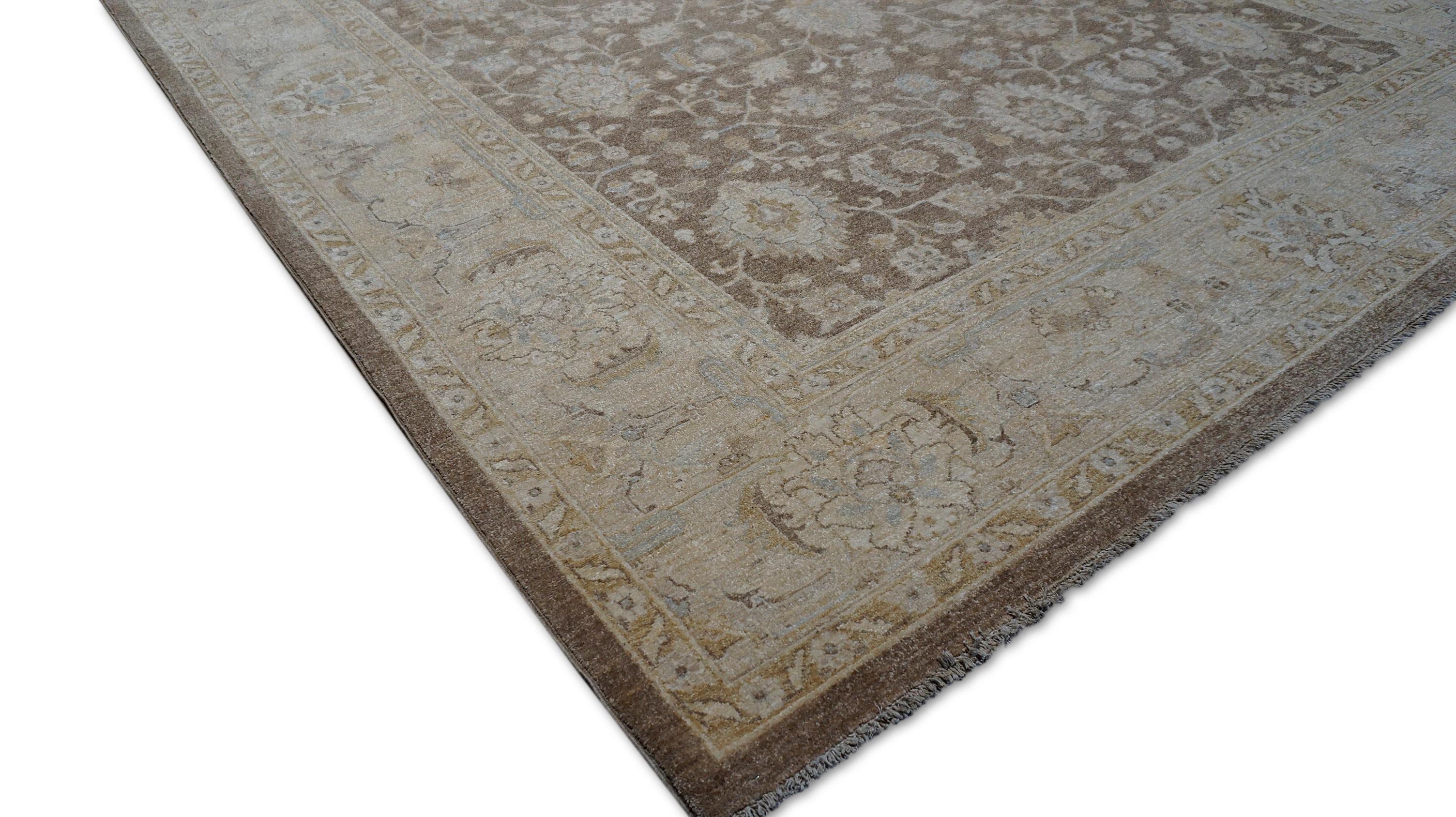 8′10″ × 11′6″ Patrón Oushak en gris topo y beige Pakistaní en venta