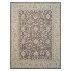 8′10″ × 11′6″ Patrón Oushak en gris topo y beige