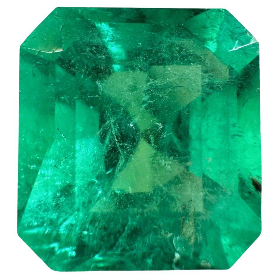 8.10 Carat 12.5x11.7 Vibrant Green Colombian Emerald - Asscher Cut May Birthston