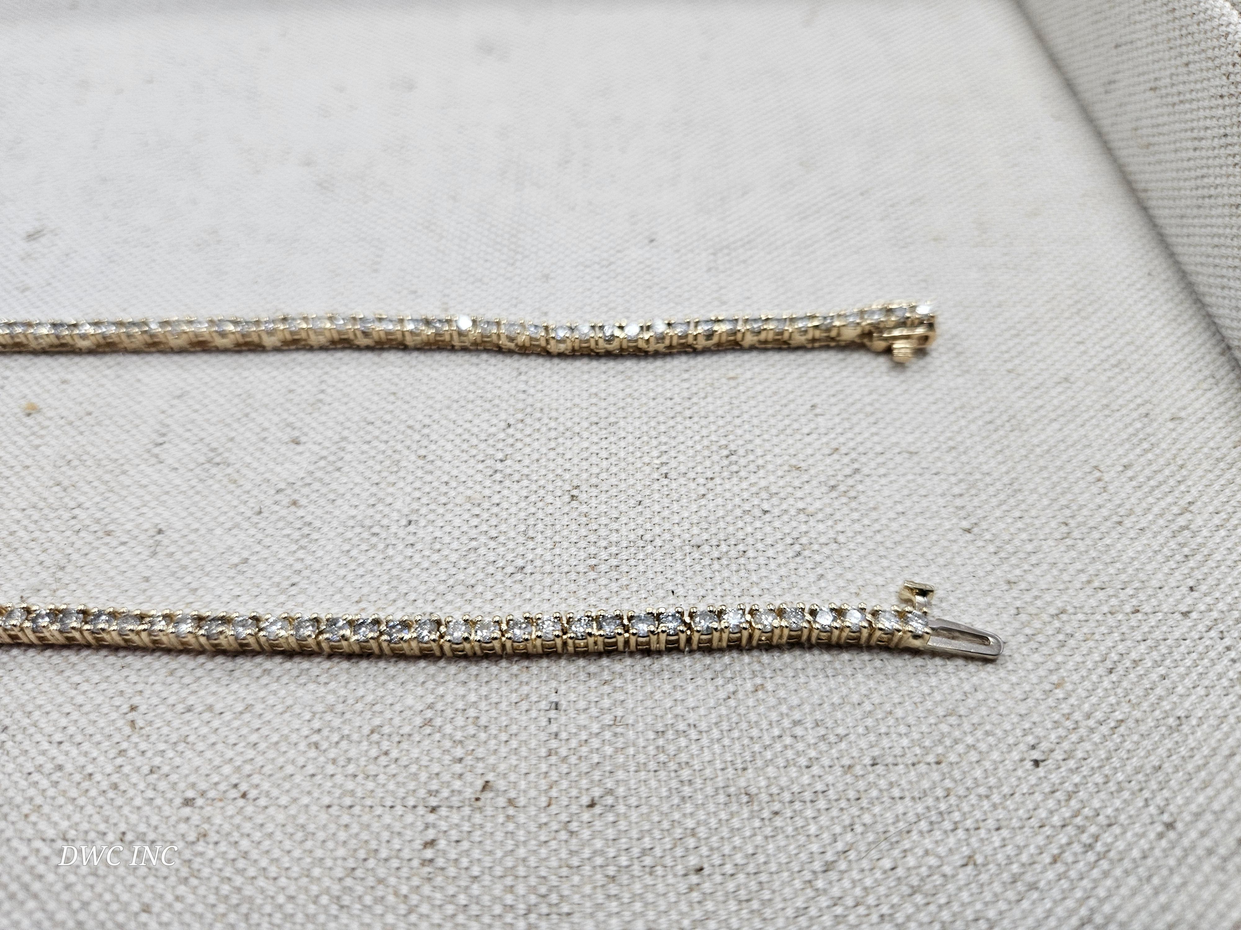 Brilliant Cut 8.10 Carat Natural Diamond Tennis Necklace 14 Karat yellow Gold 20''