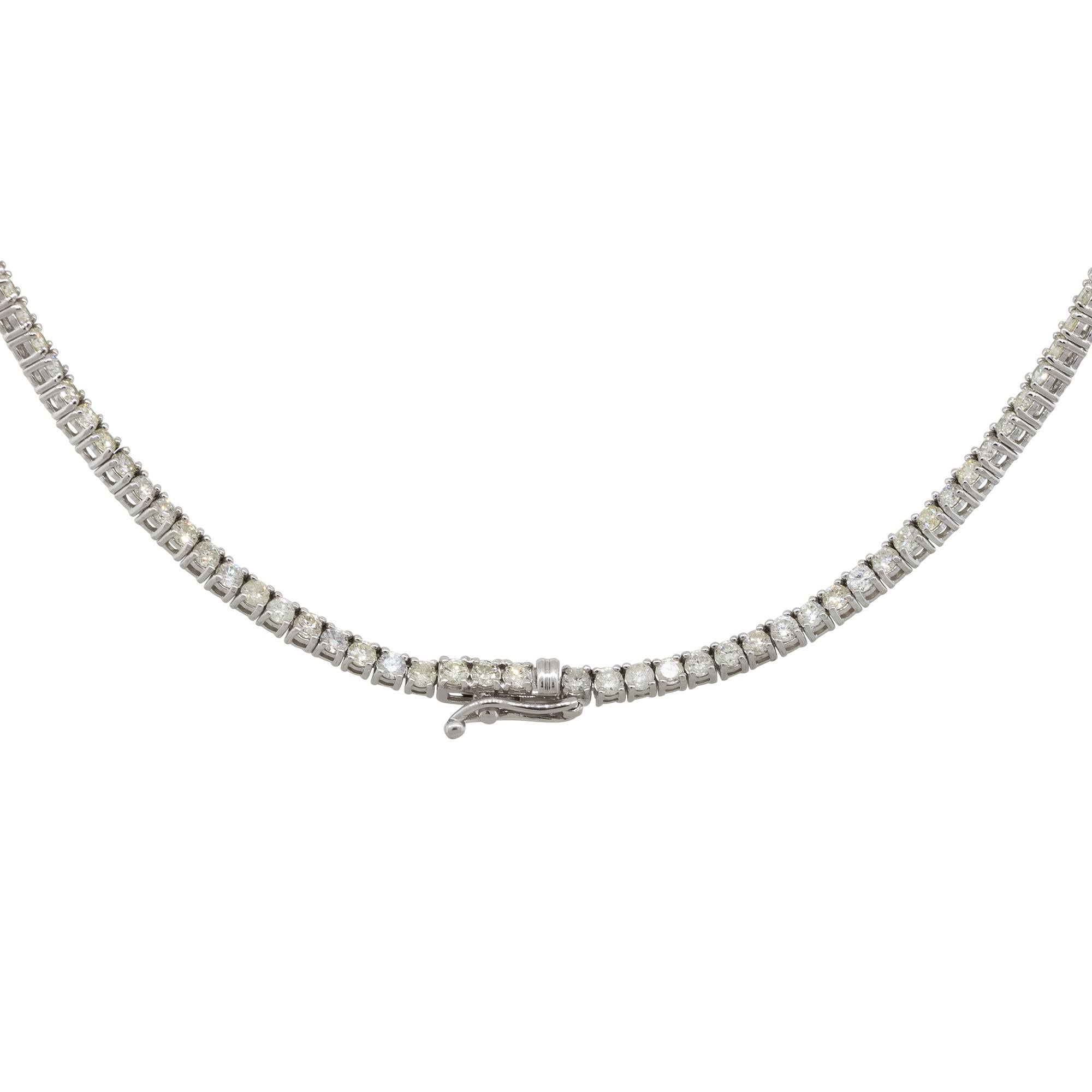 Material: 14k White Gold
Diamond Details: Approx. 8.10ctw of round cut Diamonds. Diamonds are G/H in color and VS in clarity. 
Measurements: Necklace measures 18