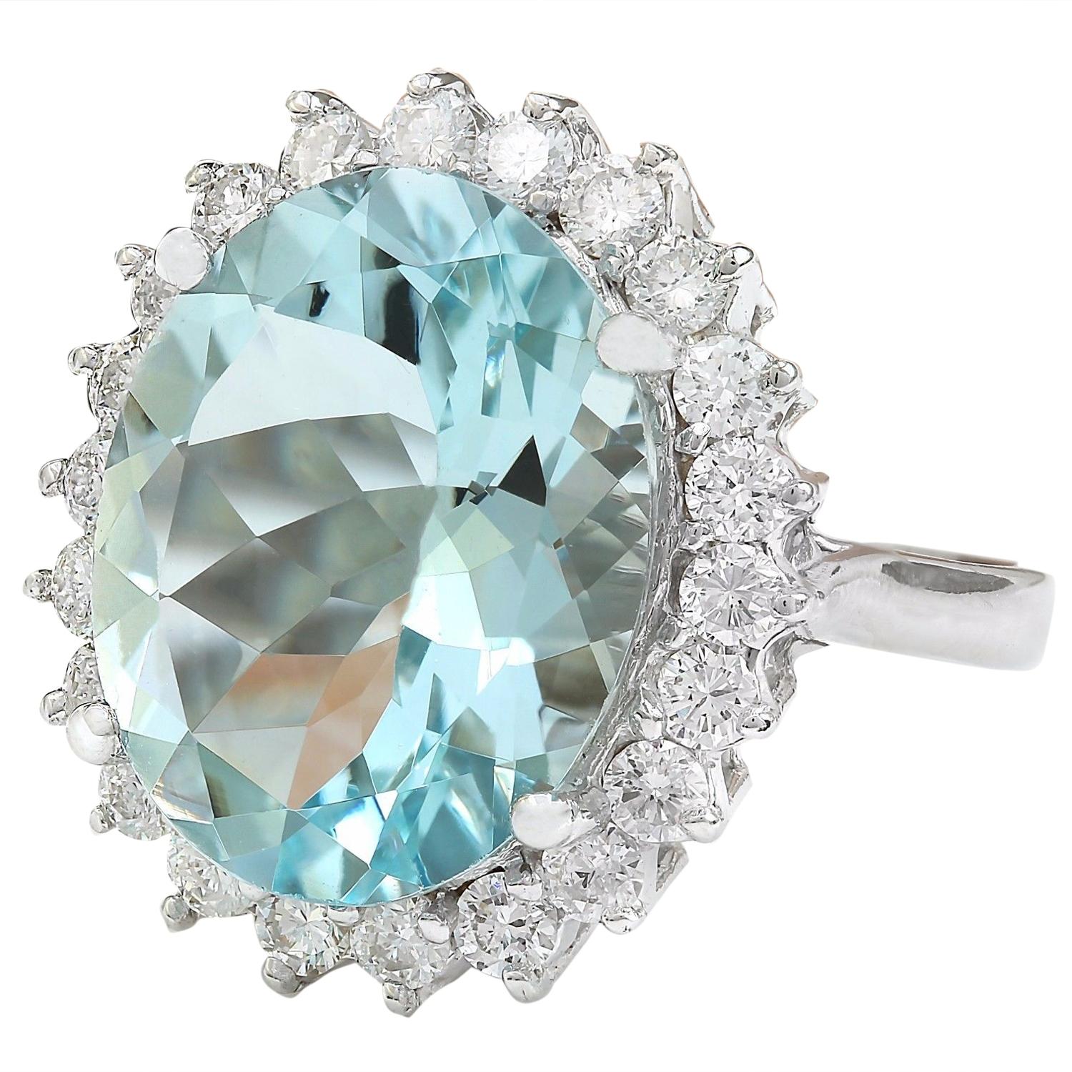 8.10 Carat Natural Aquamarine 14K Solid White Gold Diamond Ring
 Item Type: Ring
 Item Style: Cocktail
 Material: 14K White Gold
 Mainstone: Aquamarine
 Stone Color: Blue
 Stone Weight: 7.35 Carat
 Stone Shape: Oval
 Stone Quantity: 1
 Stone