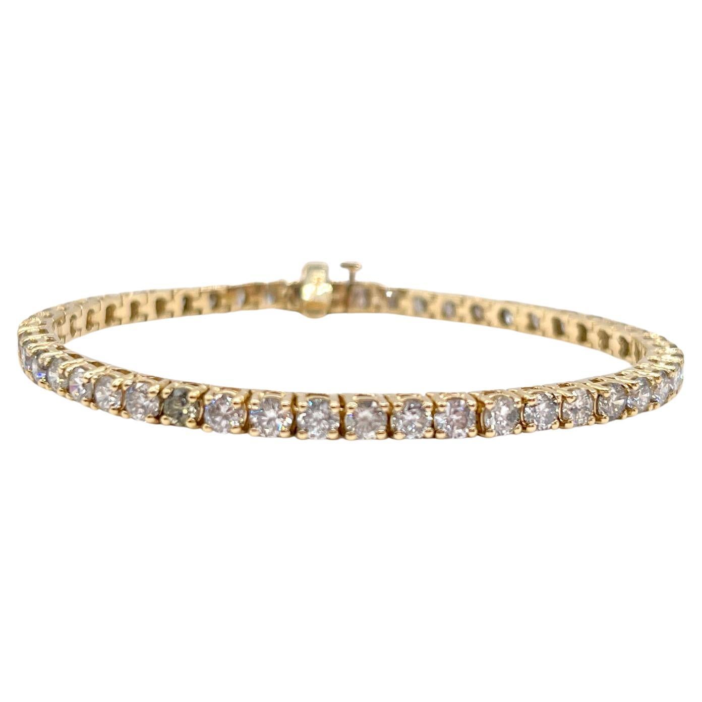 8,10 Karat natürliches Diamant-Tennisarmband aus 14K Gelbgold 7"