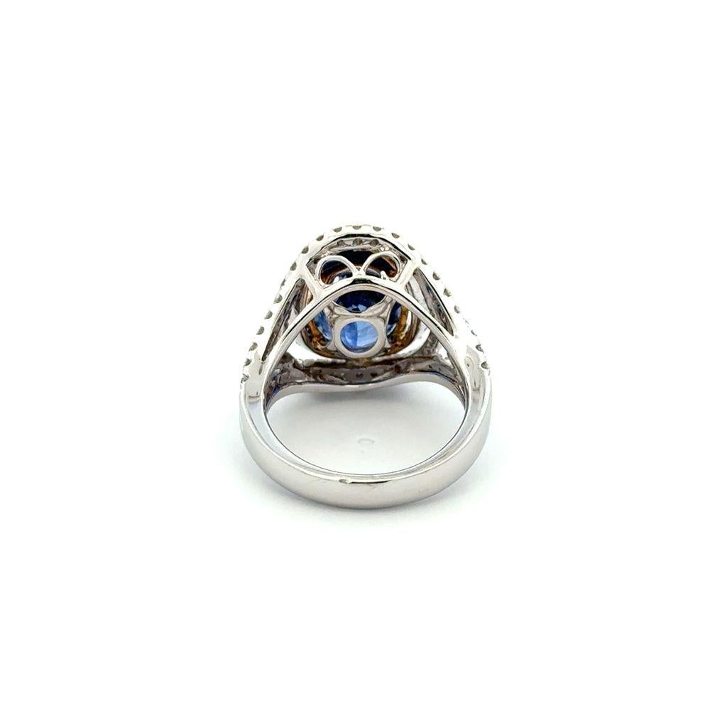 Bague vintage en or avec saphir ovale de 8,10 carats GIA et diamant RBC Excellent état - En vente à Montreal, QC