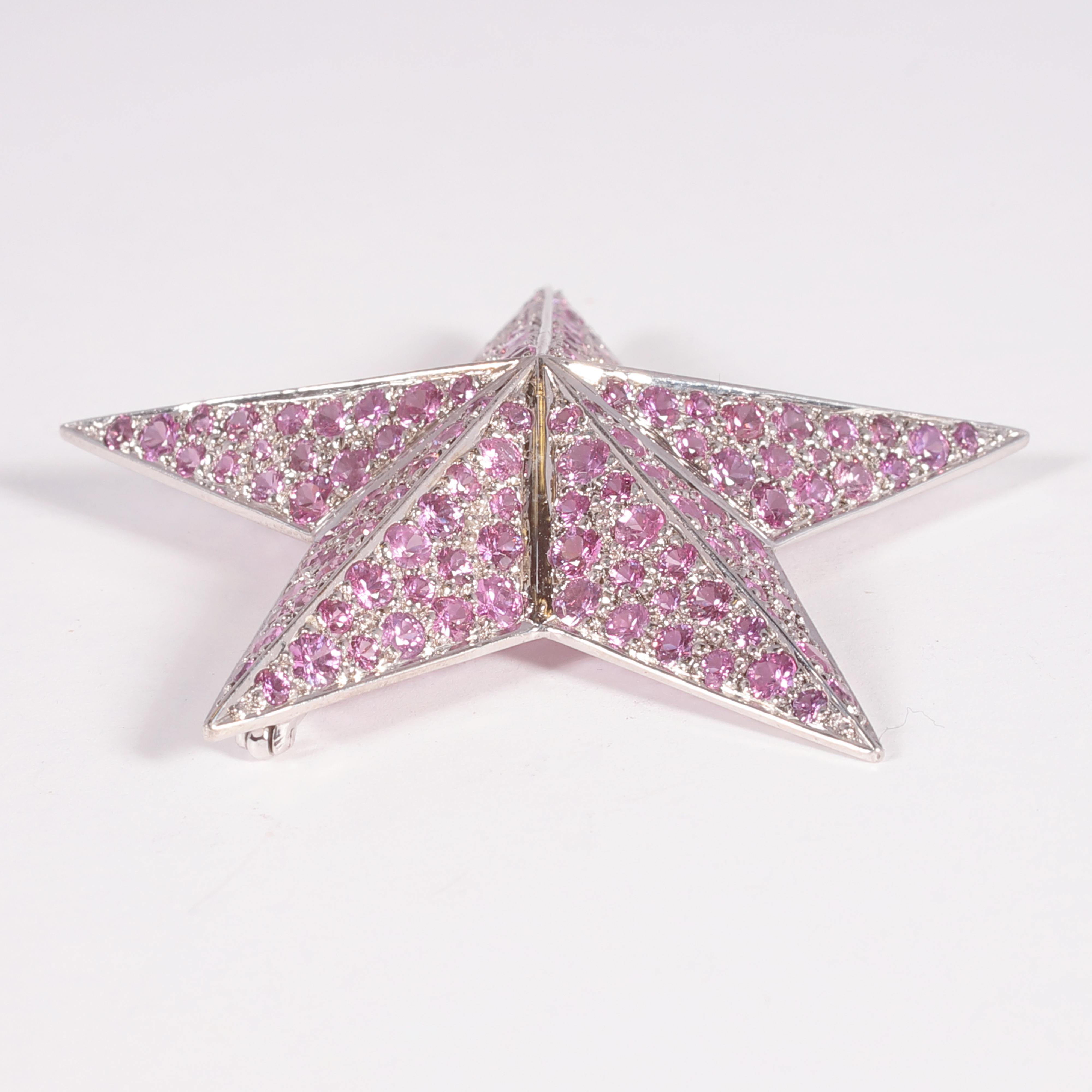 Women's or Men's 8.10 Carat Pink Sapphire Star Brooch