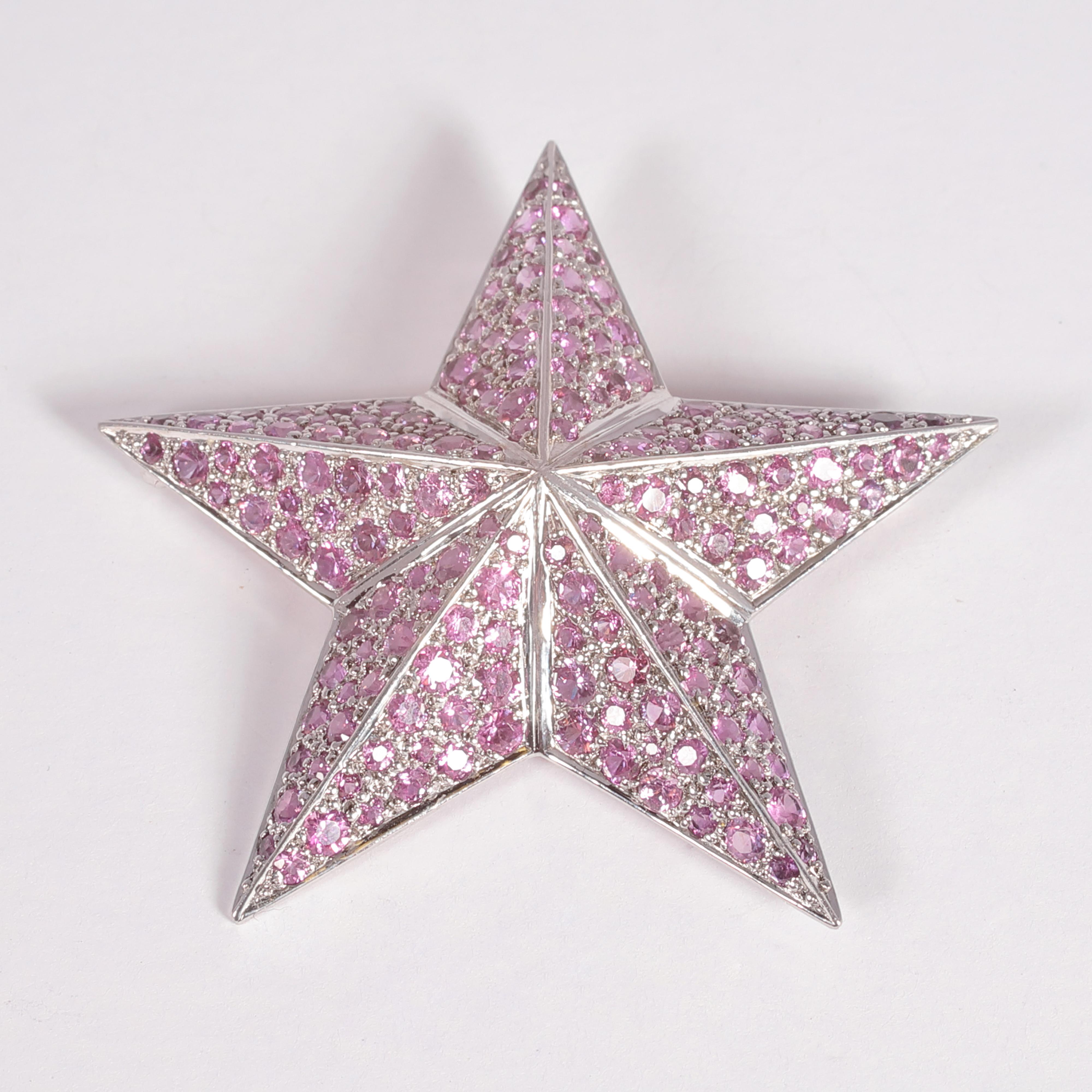 8.10 Carat Pink Sapphire Star Brooch 1