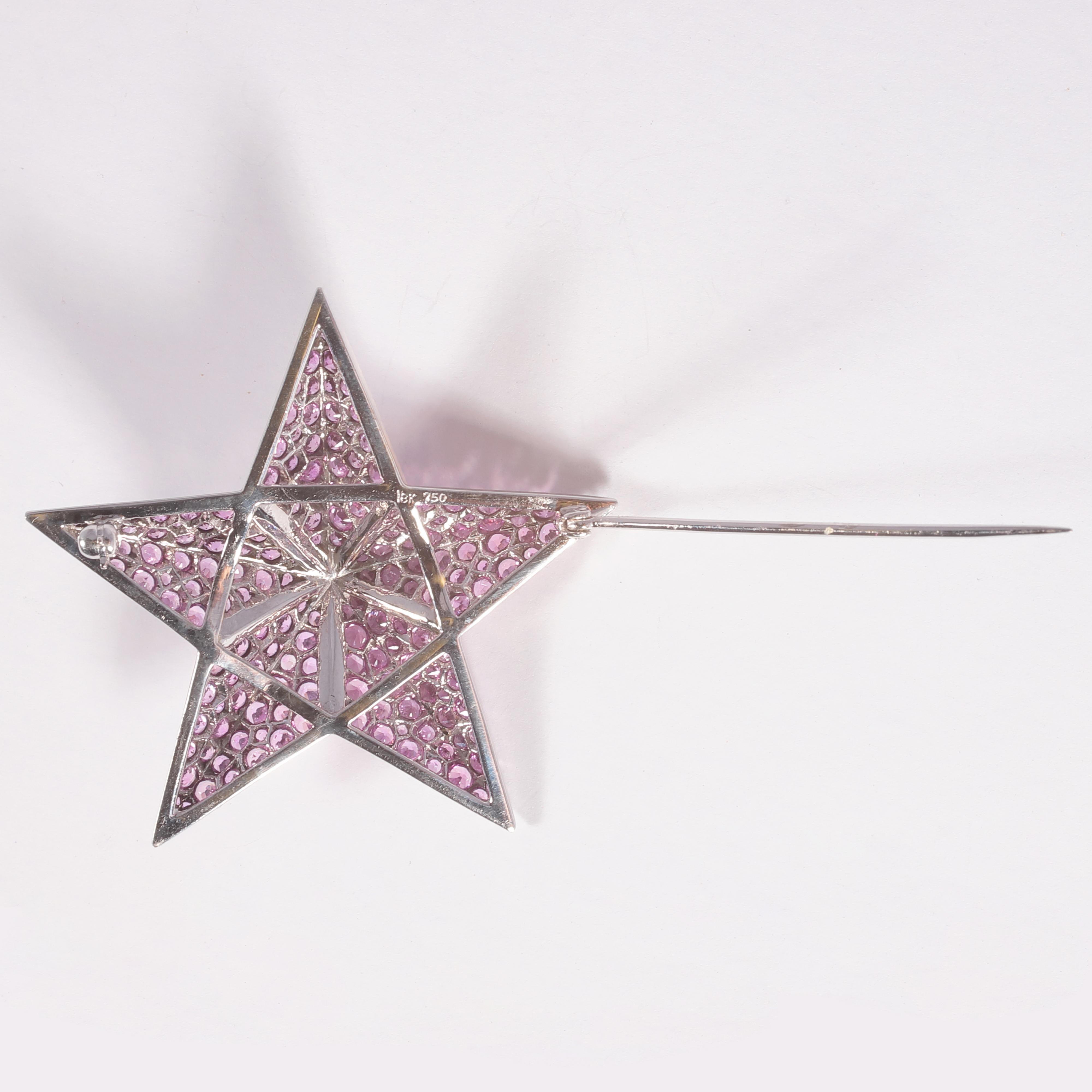 8.10 Carat Pink Sapphire Star Brooch 2
