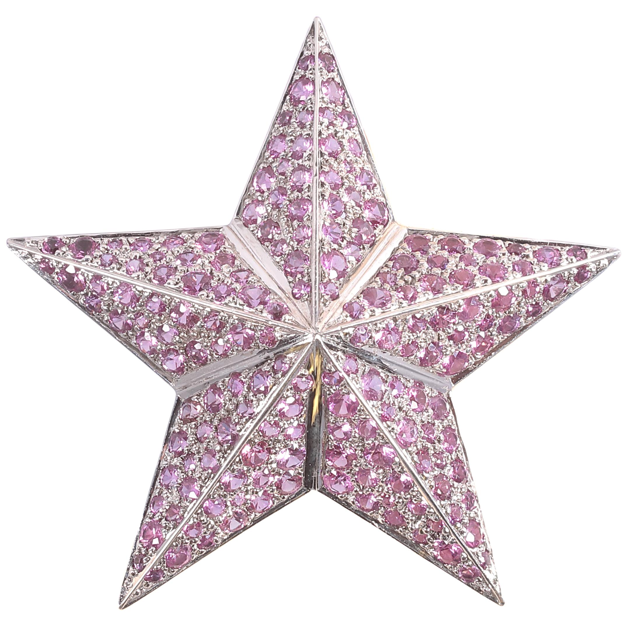 8.10 Carat Pink Sapphire Star Brooch