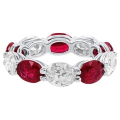 8.10 Carat Ruby and Oval Diamond East West Eternity Band Ring