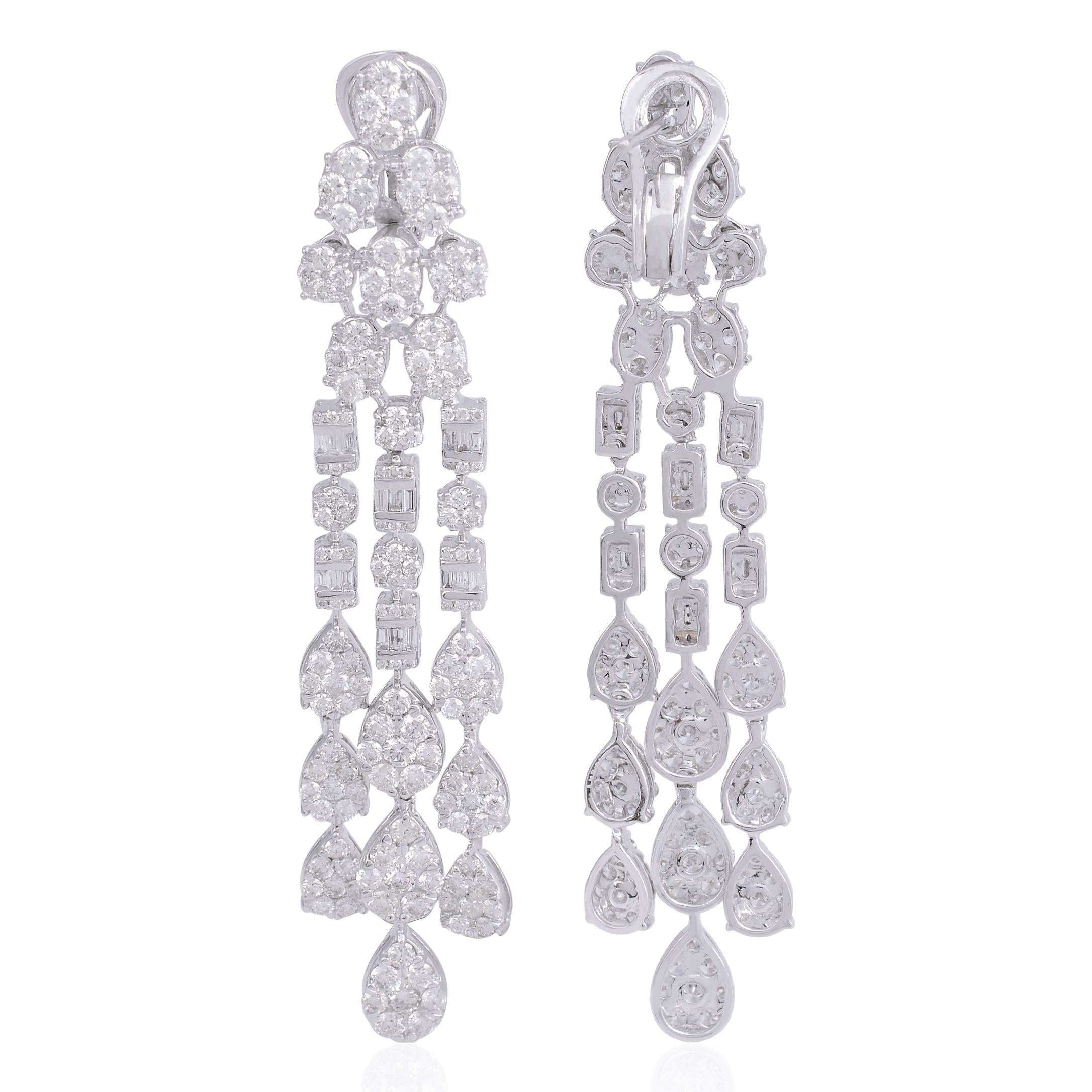 Item Code :- CN-31457
Gross Wt. :- 18.10 gm
18k White Gold Wt. :- 16.48 gm
Natural Diamond Wt. :- 8.10 Ct. ( AVERAGE DIAMOND CLARITY SI1-SI2 & COLOR H-I )
Earrings Size :- 69.67 x 12.57 mm approx.

✦ Sizing
.....................
We can adjust most