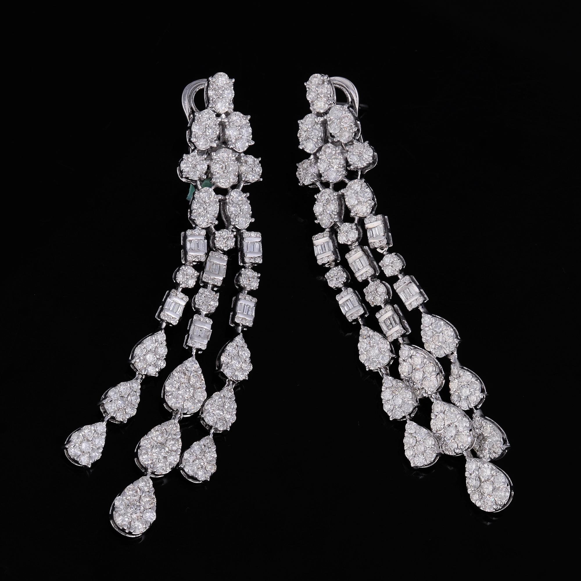 Modern 8.10 Carat SI Clarity HI Color Diamond Chandelier Earrings 18 Karat White Gold For Sale