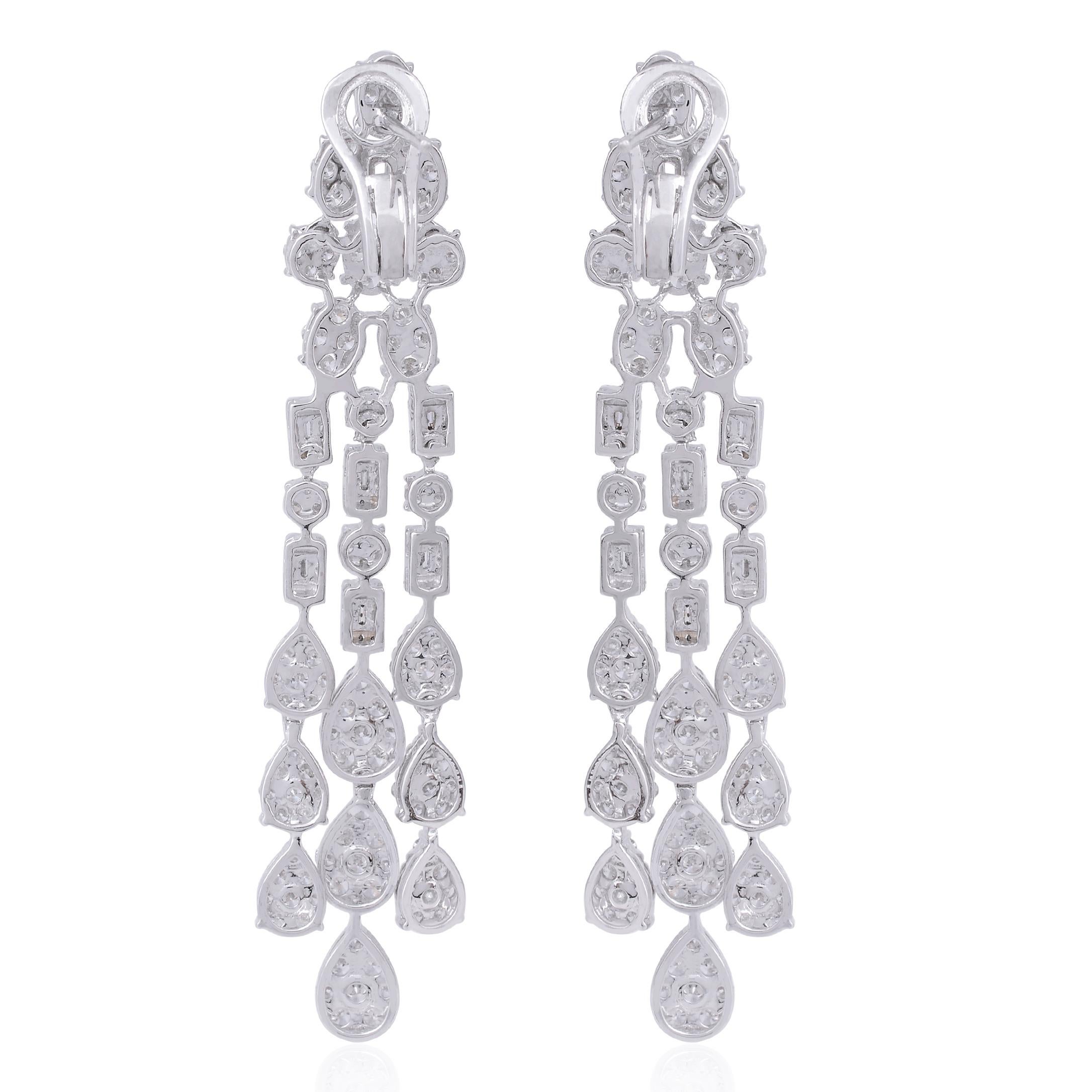 Women's 8.10 Carat SI Clarity HI Color Diamond Chandelier Earrings 18 Karat White Gold For Sale