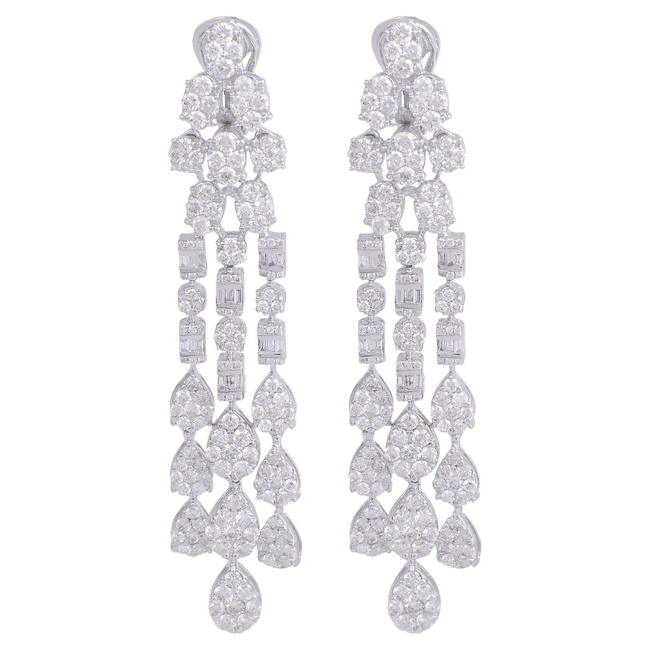 Boucles d'oreilles chandelier en diamant de 8,10 carats, pureté SI, couleur HI, en or blanc 18 carats