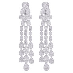 Boucles d'oreilles chandelier en diamant de 8,10 carats, pureté SI, couleur HI, en or blanc 18 carats
