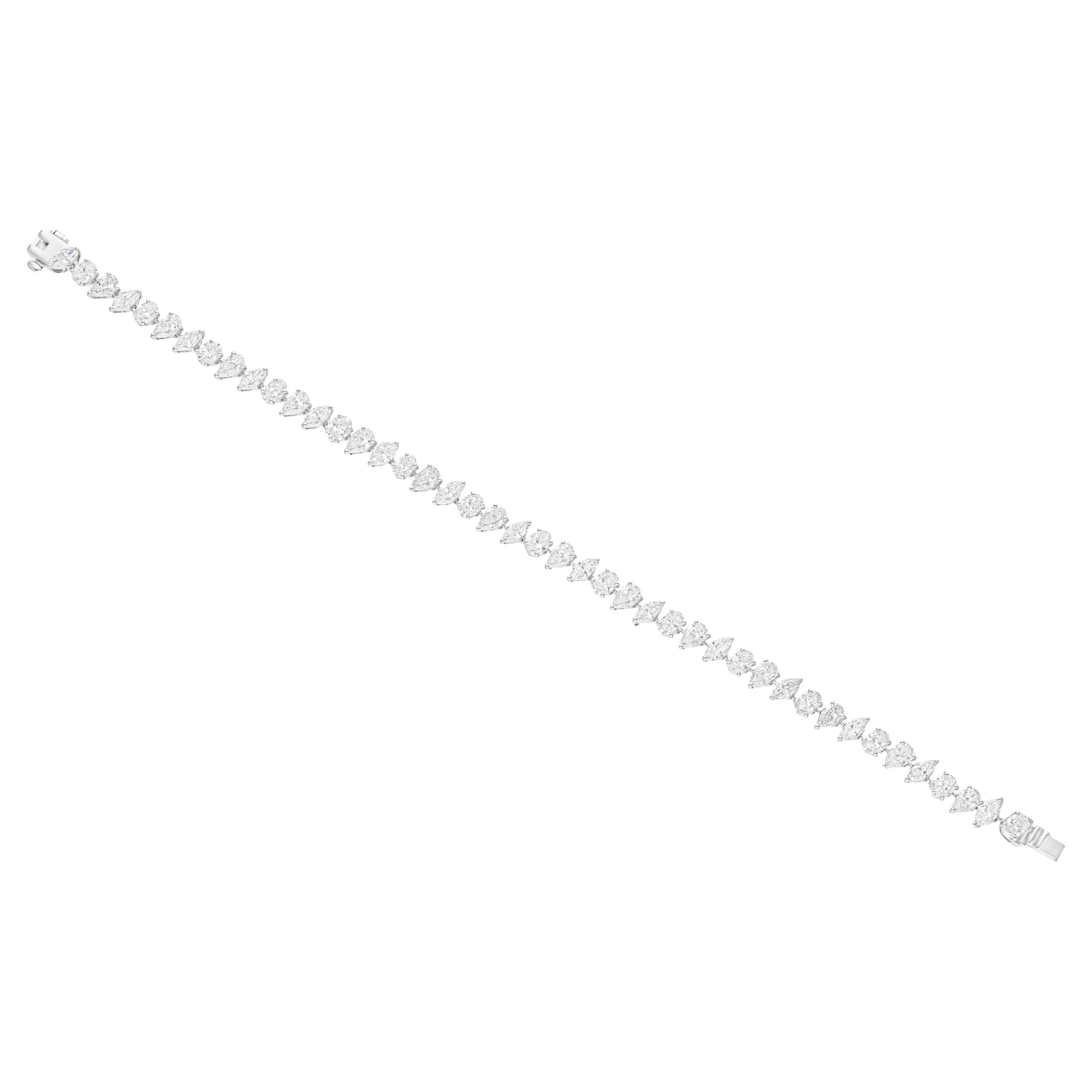 8.10 Carat SI Clarity HI Color Multi Shape Diamond Necklace 18 Karat White Gold