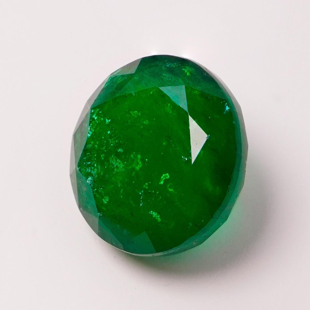Esmeralda verde viva de 8,10 quilates brillante redonda certificada Majestic Jewlery Stone Artes y manualidades en venta