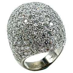 8.10 Carats Pave Diamond 18K White Gold Dome Cocktail Ring