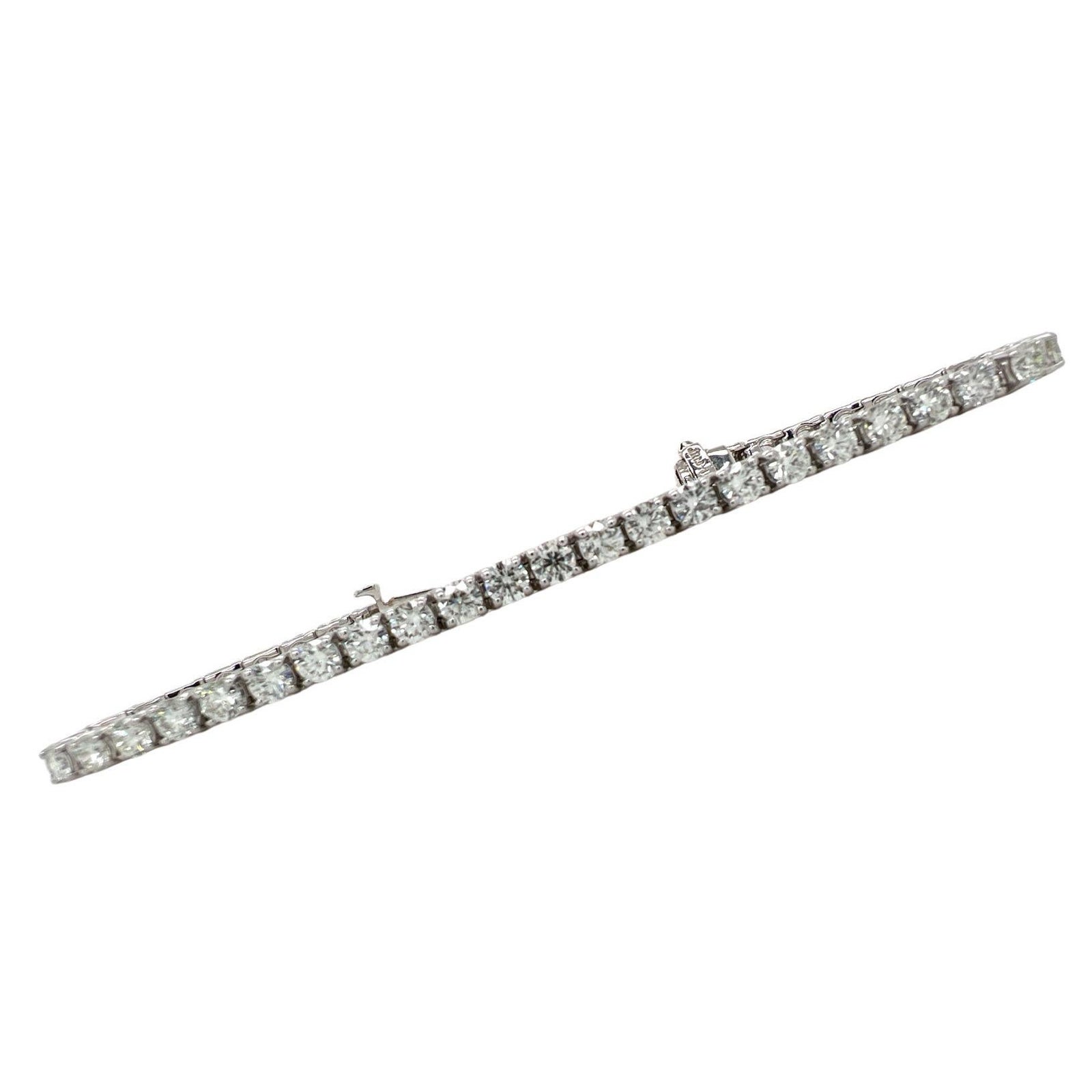 8.10 Quilates Diamante Brillante Redondo 14 Kilates Oro Blanco Pulsera Tenis Nuevo Moderno