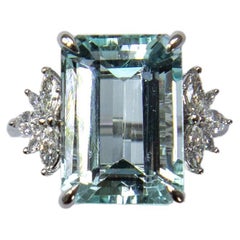 8ct Aquamarine & Marquise Diamond Ring