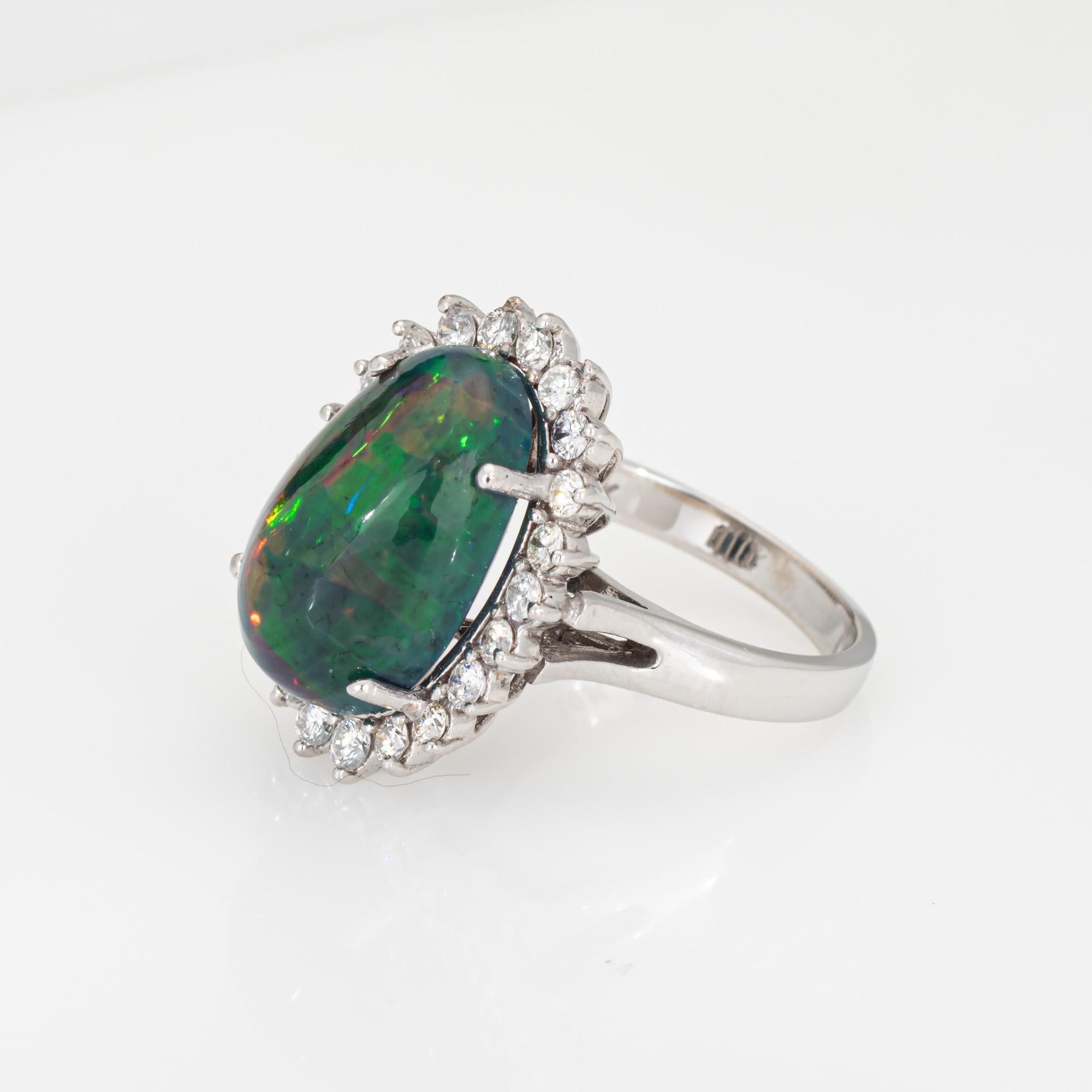 Taglio ovale Anello con diamante Opale nero etiope 8,10ct Oval Princess Estate in oro 14k Cocktail in vendita