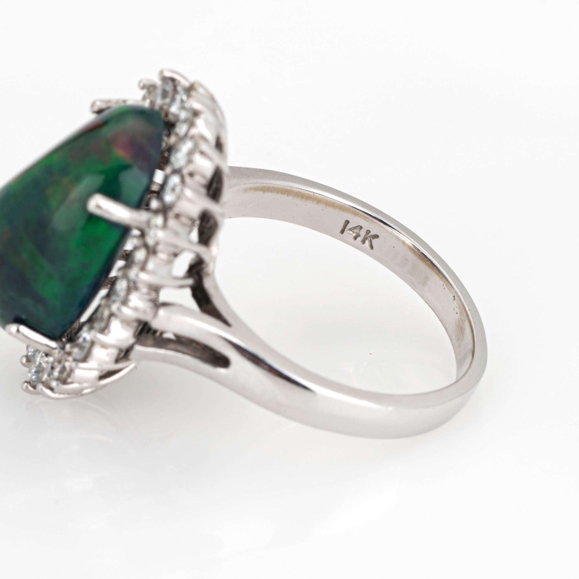 Anello con diamante Opale nero etiope 8,10ct Oval Princess Estate in oro 14k Cocktail in vendita 1