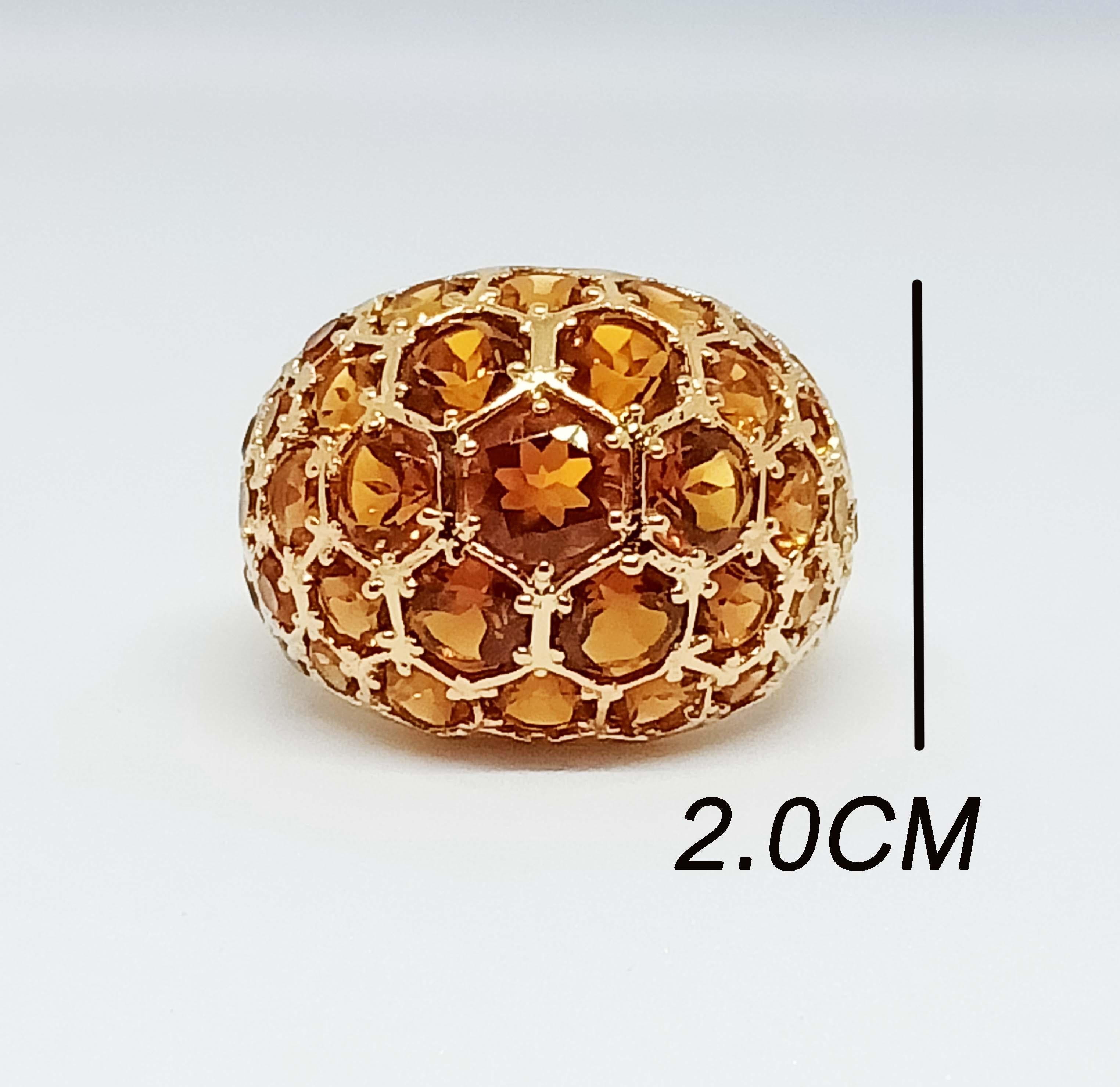 Citrin Rund 6 mm. 1Stück
Citrin Rund 5 mm. 6Stück.
Citrin Rund 4 mm. 12Stück.
Citrin Rund 3 mm. 10Stück.
Citrin Rund 2,5 mm. 10 Stück.
Alle honigfarben (insgesamt 8,10 cts.)
Sterling Silber in 18K vergoldet 

Größe Ring 7us.

