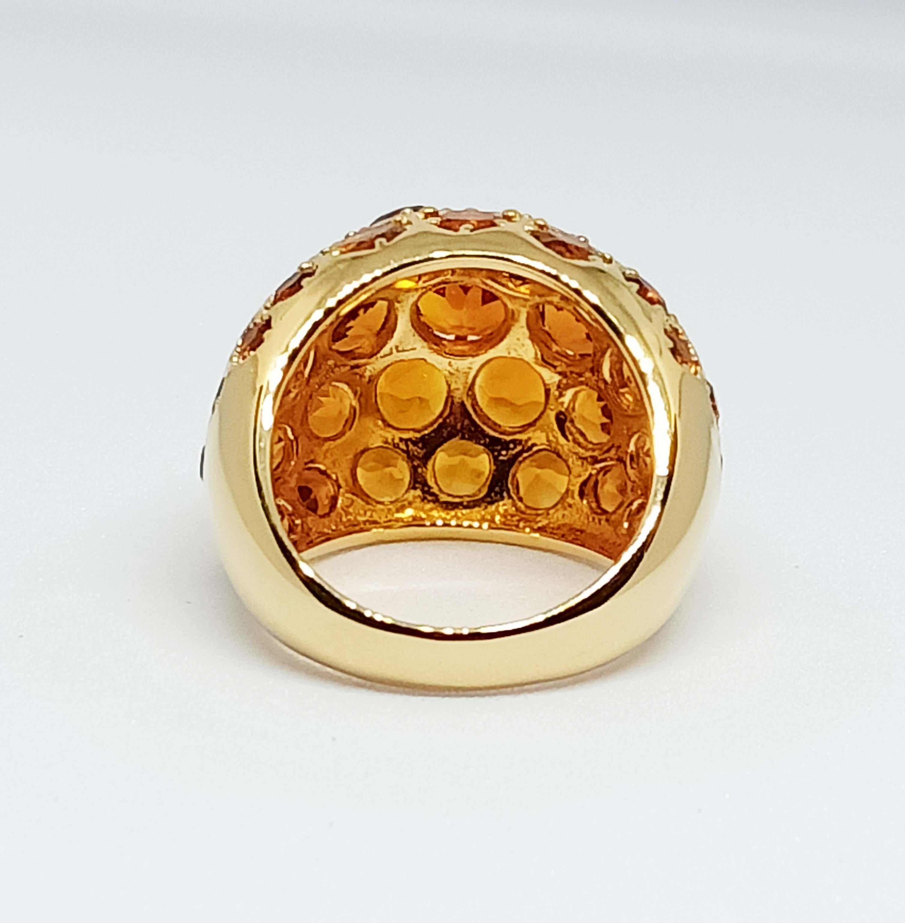Taglio rotondo Miele Citrino 8,10cts.Argento placcato oro 18K in vendita