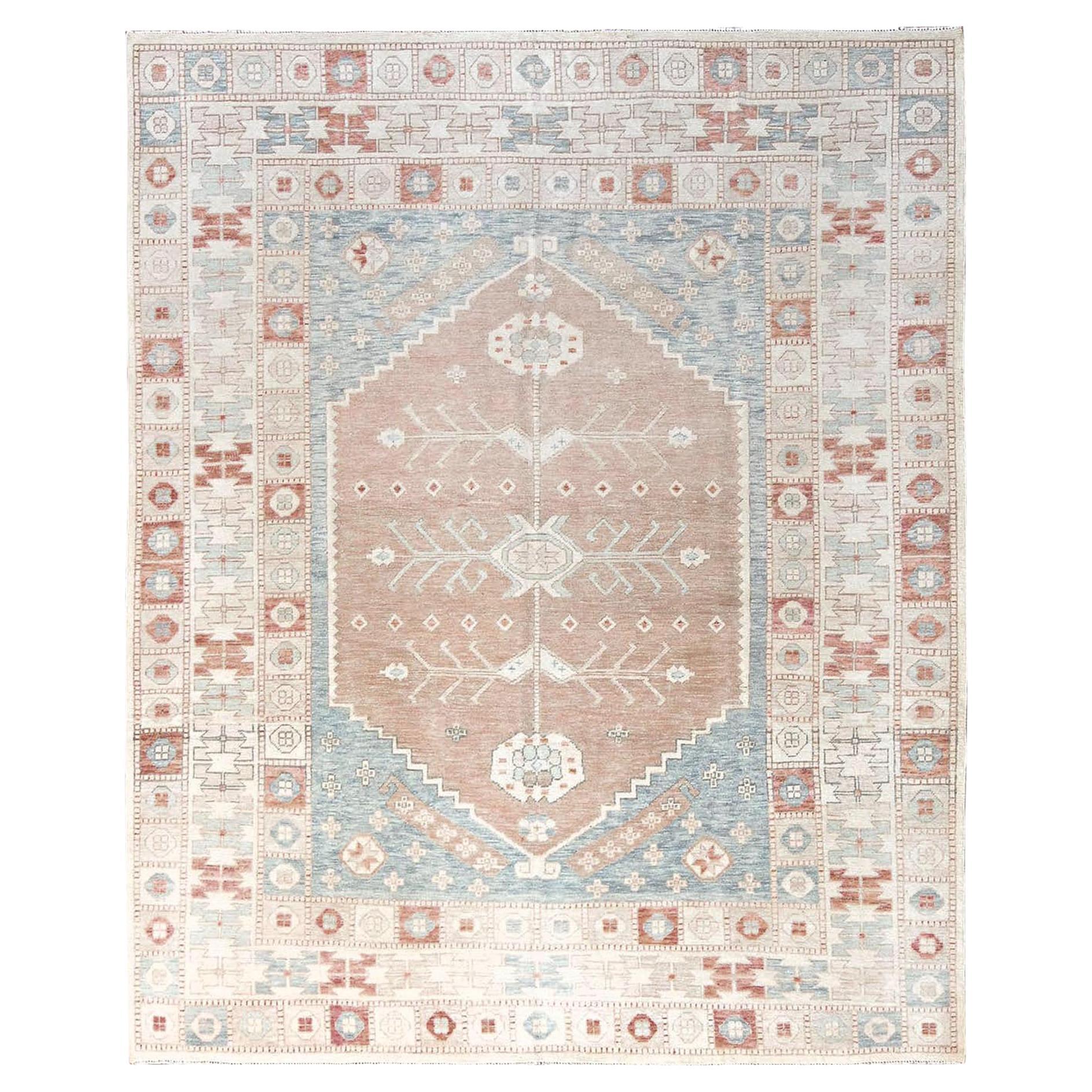 8
10 "x10
10" Korallenrosa Handgeknüpftes Anatolisches Dorf Design Null Flor Wolle Teppich