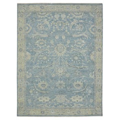 8
10"x11
10" Beau Blue 100% Wool Sickle Leaf Design Hand Knotted Oriental Rug