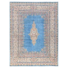8
10"x11
10" Blue Vintage Persian Kerman Full Pile Hand Knotted Soft Wool Rug