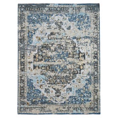 8
10 "x11
10" Denim Blue Broken Erased Persian Design Wolle Hand Knotted Rug
