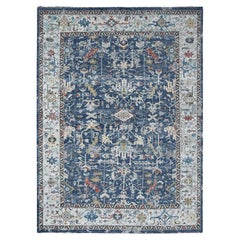 8'10"x11'10" Dress Blue Broken Erased Heris Design Wool Hand Knotted Oriental