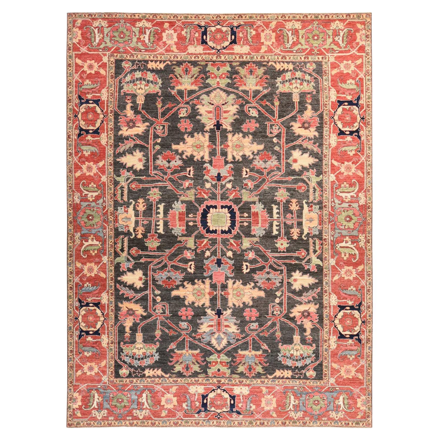 8'10 "x11'10" Grauer Peshawar mit Heriz All Over Design Handgeknüpfter Wollteppich im Angebot