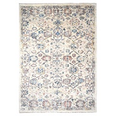 8'10"x11'10" Ivory Pure Wool Hand Knotted Mahal Design Oriental Rug