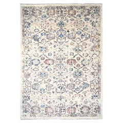 8'10"x11'10" Ivory Pure Wool Hand Knotted Mahal Design Oriental Rug