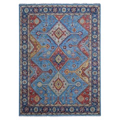 8'10"x11'10" Hellblauer, handgeknüpfter orientalischer Teppich aus reiner Wolle mit Shiraz-Design