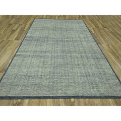 8'10"x11'10" Navy Blue Hand Knotted Oxidized Grass Design Pure Wool Oriental Rug