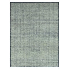 8'10"x11'10" Navy Blue Hand Knotted Oxidized Grass Design Pure Wool Oriental Rug