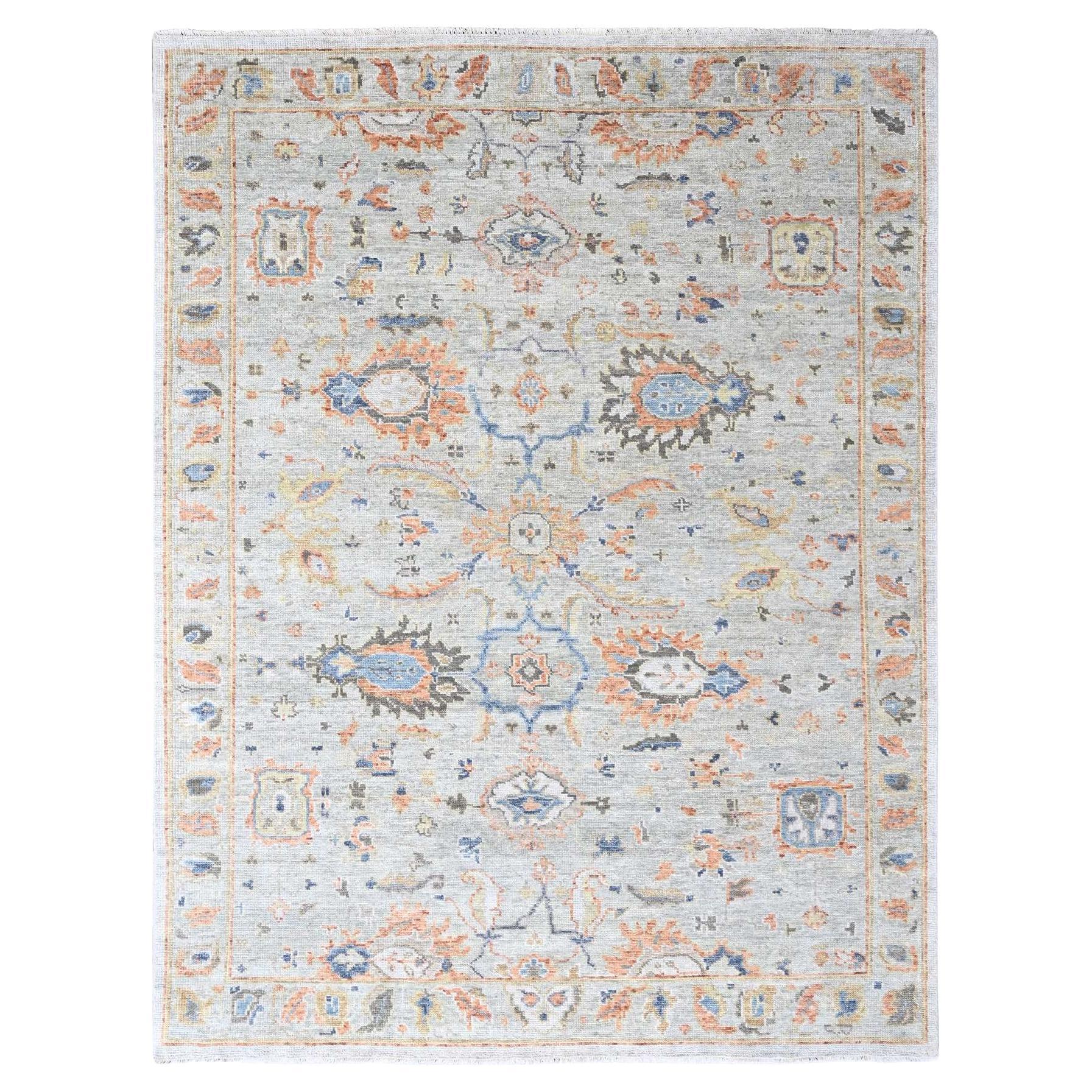 8'10 "x11'10" Tappeto in lana annodata a mano grigio pastello Supple Collection'S Design/One