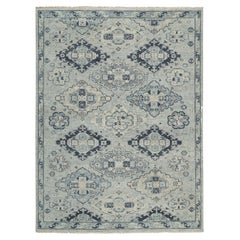 8'10"x11'10" Silver Gray, Pure Wool Hand Knotted, Anatolian Design Oriental Rug