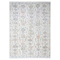 Tapis persan ancien en laine noué à la main blanc de style Ziegler Mahal de 8'10"x11'10"