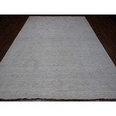 8'10 "x11'4" Tappeto orientale afgano d'angora Oushak con tinture vegetali di colore bianco invernale