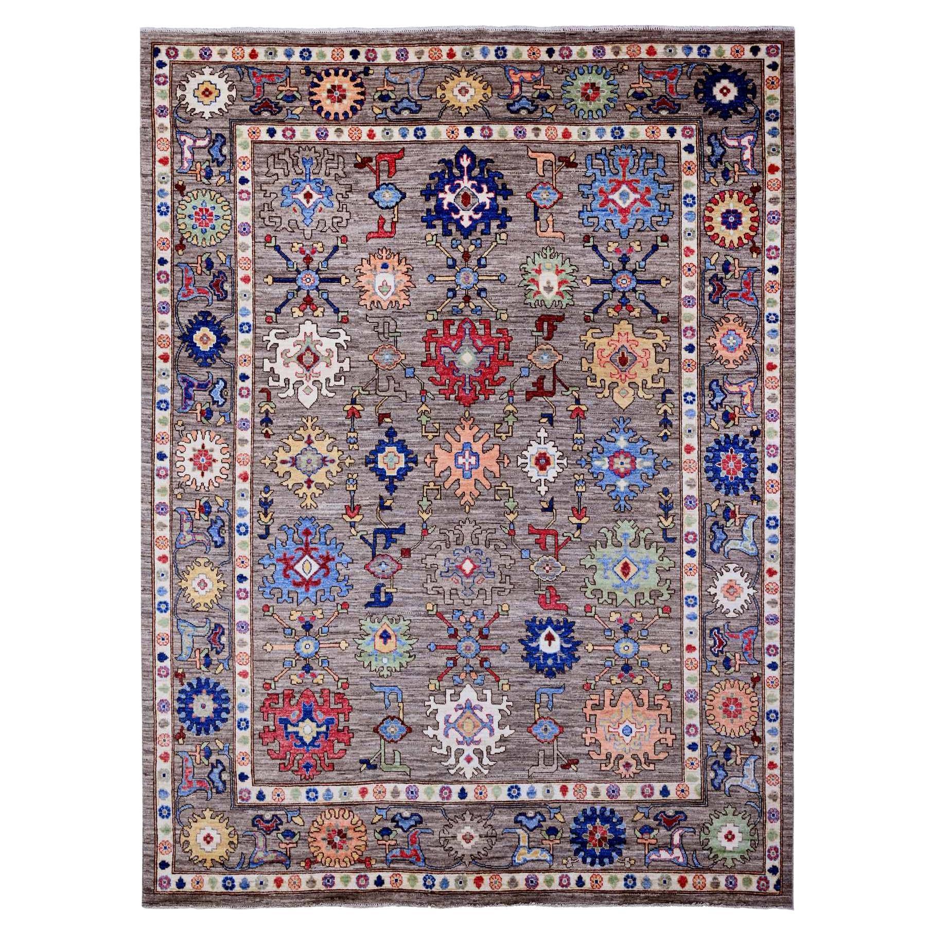 8'10 "x11'7" Perfect Gray Wool Foundation Angora Oushak Tapis d'Orient